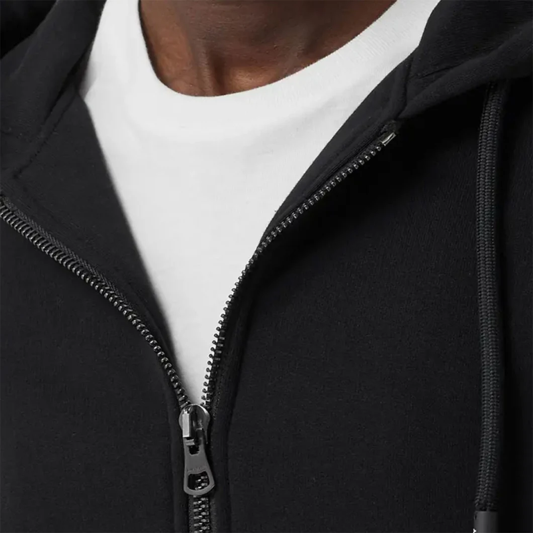 OEM High Quality Cotton Fleece Screen Print Custom Logo Color Block Hoodie Casual Full Zip up Hoodie Men