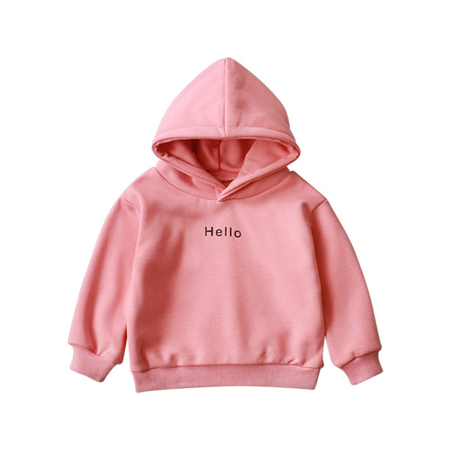 Kids Cotton Flannel Hoodies Letter Embroidered Logo Hoodies