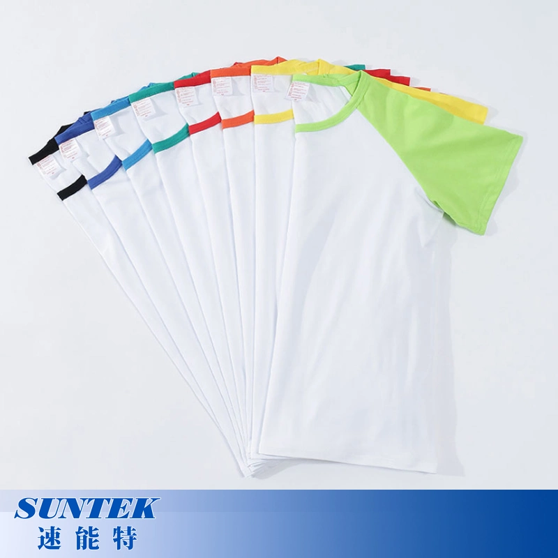 Sublimation Polyester Color Stitching Raglan Short Sleeve Tshirts for Kids