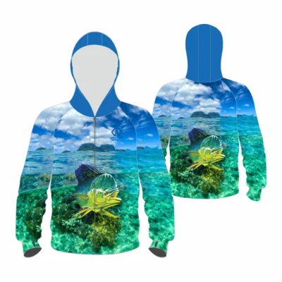 Ropa deportiva de manga larga Upf 50 Sublimation Jersey Suit Pesca con capucha