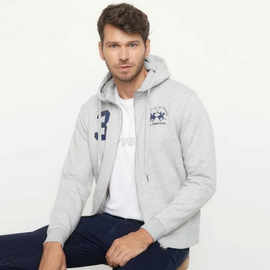 Sudaderas con capucha de cárdigan con cremallera impresa informal para hombre