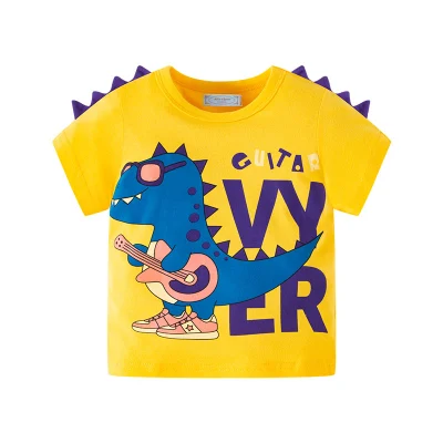 Venta al por mayor de dinosaurios de verano Imprimir camisetas Cartoon Boy's T Shirts Nuevo diseño de ropa para niños Ropa para niños de alta calidad Camisetas de manga corta para niños