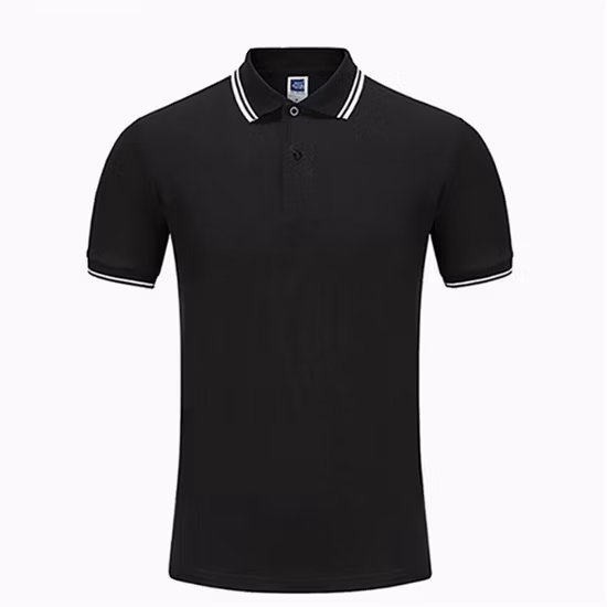 Llanura en blanco, negro, blanco, deportes de golf, logotipo personalizado, algodón bordado, polo de hombre