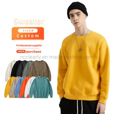 Sudaderas con capucha personalizadas 100% algodón Hombres Sudaderas Crop Top Cuello redondo Sudadera en relieve 3D para hombres