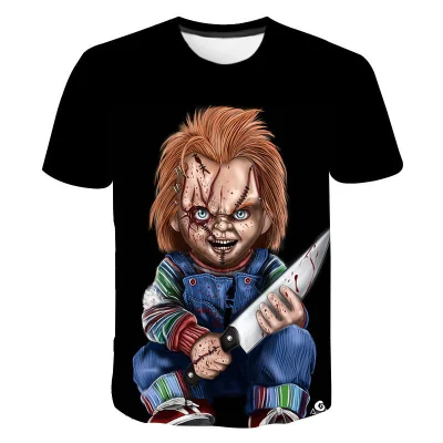 Comercio exterior transfronterizo de Halloween Comercio electrónico Camiseta de impresión digital para hombre Camiseta de manga corta para hombre joven y adulto